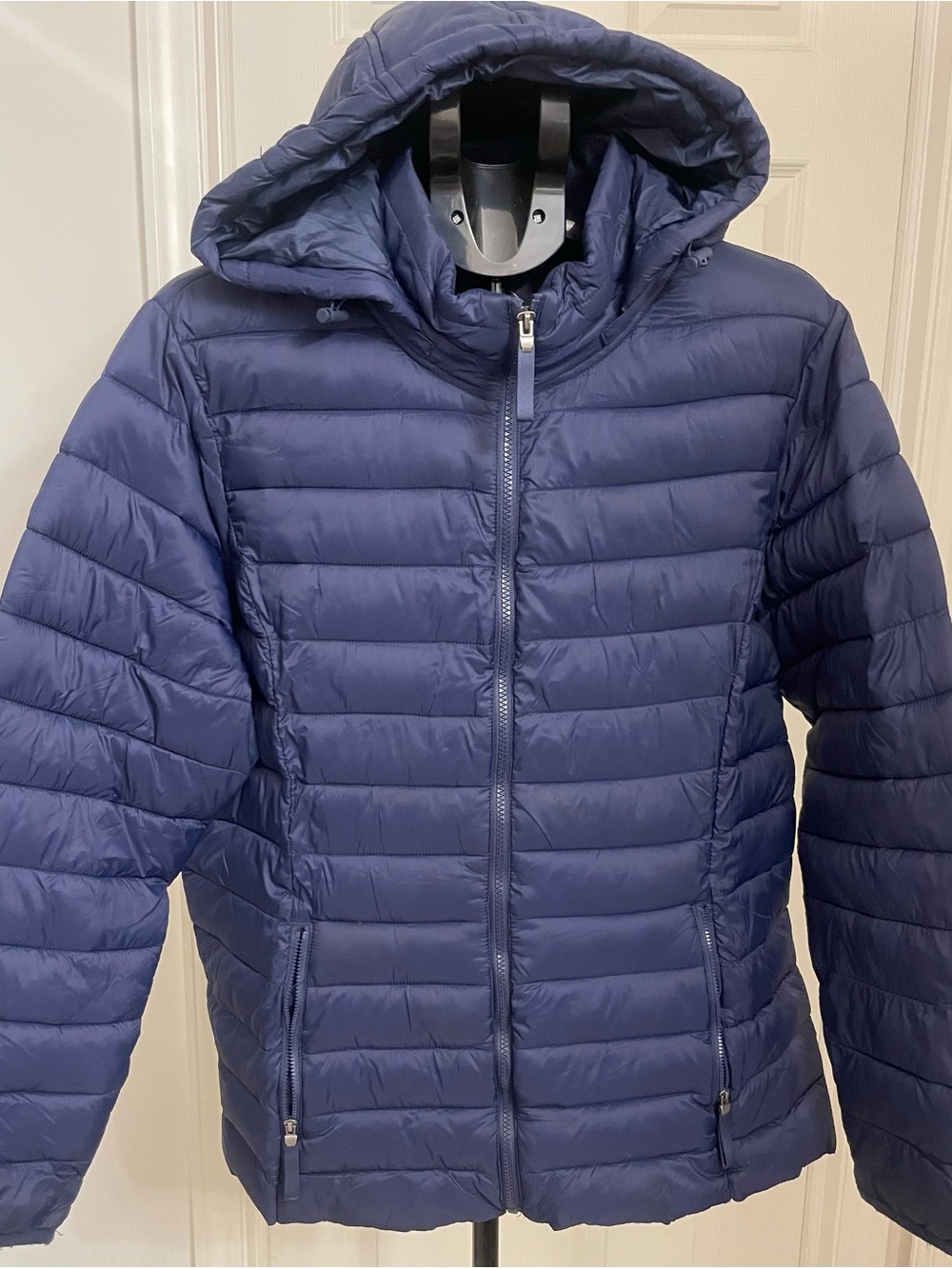 St. John's Bay Navy Hooded Quilted Puffer Jacket